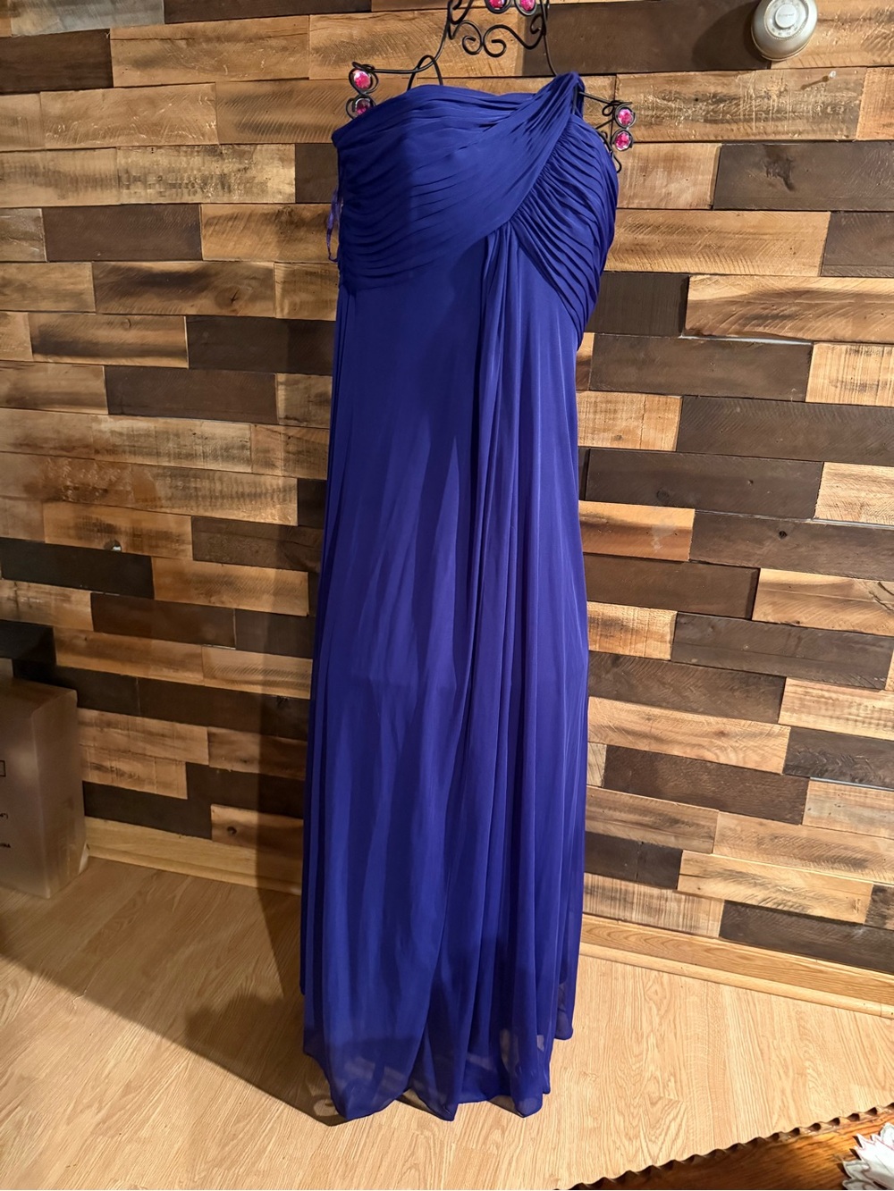 Alex Evenings Purple One-Shoulder Ruched Chiffon Gown - 14